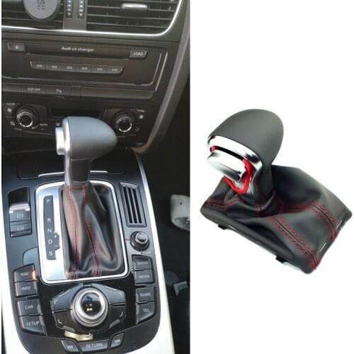 AU05 -Car Gear Shift Knob with Black Leather Boot Red Line for- A3 A4 B8 A5 A6 C6 Q5 Q7 2009-2013 4G1713139R