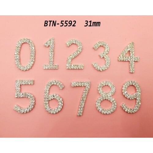 Free shipping 50PCS 31mm rhinestone button letters can mix styles (BTN-5592)