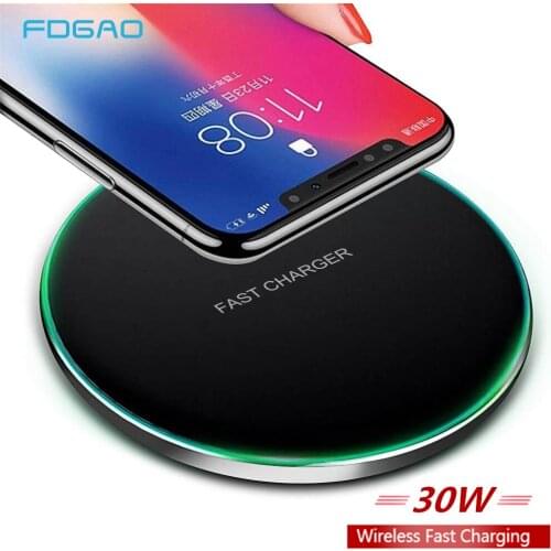 FDGAO 30W Fast Wireless Charger for Samsung S20 S10 Note 20 USB Induction Qi Charging Pad For iPhone 12 11 XS XR X 8 Airpods Pro