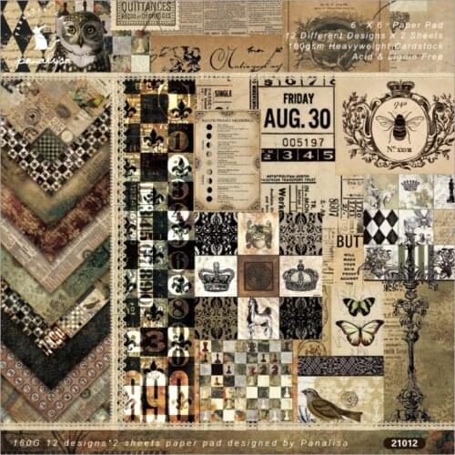 6"12/24 Sheets Vintage literary Scrapbooking Pads Paper Origami Art Background Paper Card Making DIY Scrapbook Paper Craft