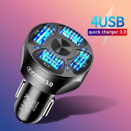 Quick Charge 3.0 For Samsung Xiaomi Car-Charger Mobile Phone Chargers For iPhone 12 XR XS QC 3.0 Fast Charging 4 USB Car Charger