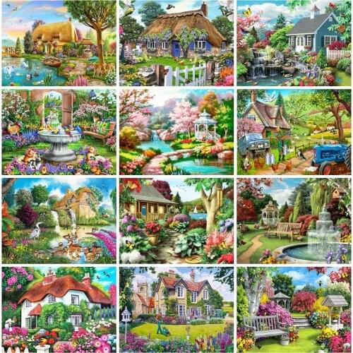 EverShine DIY Diamond Painting Full Square House Cross Stitch Diamond Mosaic Garden Picture Rhinestoens Hobby Gift New Arrivals