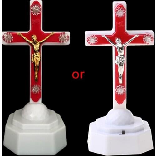 European Style Boutique LED Light Christ Jesus Lcon Cross Home Church Pray Ornaments Church Souvenirs