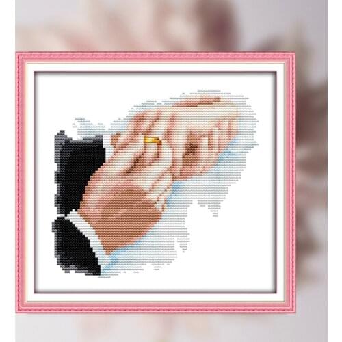 Joy Sunday Hold your hand forever Cross Stitch Kit pattern Printed Chinese embroidery needlework suitable for hanging in bedroom