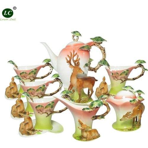 COFFEE POT Sika Deer CERAMIC COFFEE POTS 21pcs in 1set BONE CHINA COFFEE POTS FRIEND GIFT