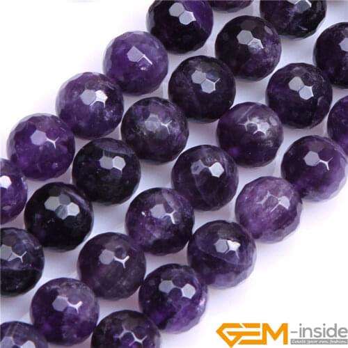 Round Faceted Dream Lace Amethysts Beads For Jewelry Making Strand 15 inch DIY Fashion Loose Accessorries Bead 8mm 10mm 12mm