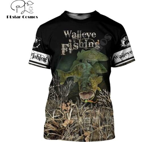 Cool Walleye Fishing 3D All Over Printed Men t shirt Summer Fashion Harajuku short Sleeve Tee shirts Unisex tops QDL031