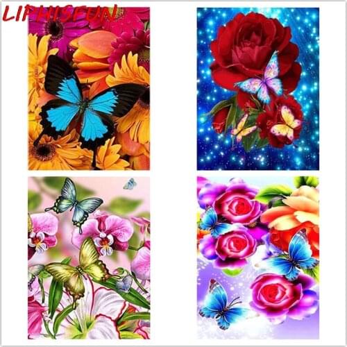 LIPHISFUN Full Square/Round Drill 5D DIY Diamond Painting Flower Butterfly Embroidery Cross Stitch Rhinestone Picture Home Decor