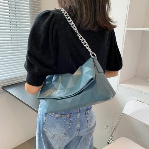 Fashion Three-dimensional Lingge Women Shoulder Bags Designer Chains Handbags Luxury Pu Leather Crossbody Bag Large Tote 2021