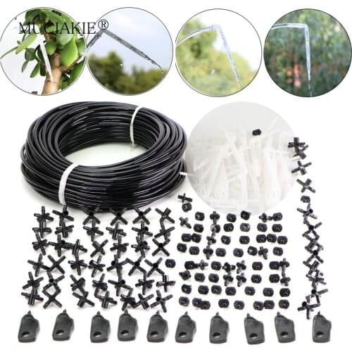 MUCIAKIE 10-80M 3/5MM 5-Way Distribution Spider Drip Irrigation Potted Kits Patio 1/8'' Hose Garden Splitter Watering Kits Tool