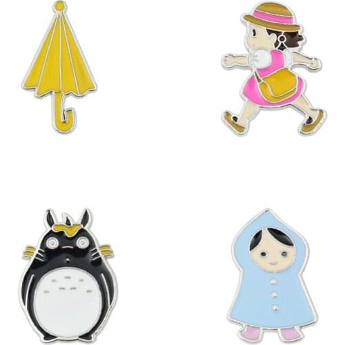 Cartoon cute little girl brooch, umbrella-shaped collar pin, jewelry wholesale, bag decoration badge, gift for friends