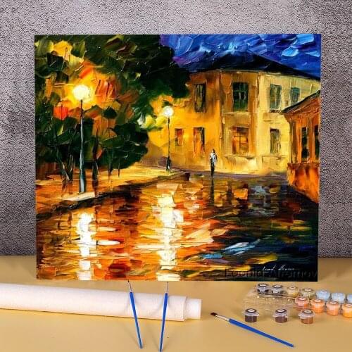 Afremov Walk Home Original Art DIY Paint By Numbers Complete Kit Oil Paints 50*70 Painting On Canvas New Design Handicraft