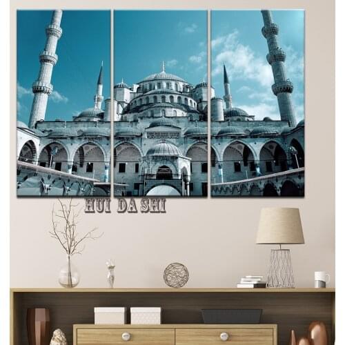 Ahmed Mosque Poster Living Room Home Decorative Canvas Wall Art Print Painting 3 Pieces Sultan Istanbul Blue Mosque Pictures
