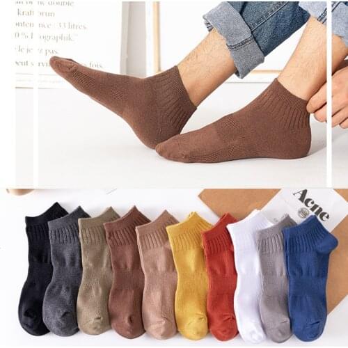 Socks Mens Double-Needle Solid Color Socks Spring And Summer Vertical Strips College Wind Breathable Sweat Boat Socks Wholesale