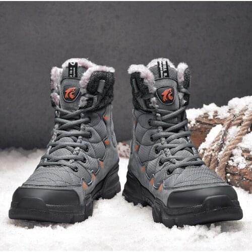 New Men Winter Plush Snow Boots Warm Snow Shoes For Men Warmest Genuine Leather Handmade Outdoor Winter Boots Male Suede Shoes
