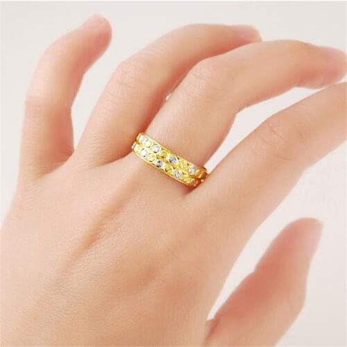 New 24K Fashion Party Glamorous Gold Ring for Women Christmas Gift