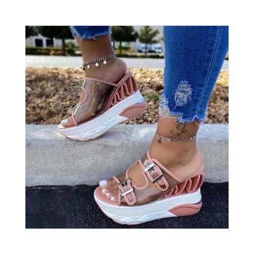 New Arrival Fashion Summer INS High Wedges Sandals Women 2020 Brand Casual Bright Colors Platform Beach Shoes Woman