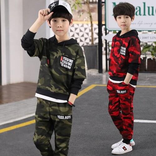 Boys Clothes Kid Autumn Winter Suit Camouflage Tracksuit Two Piece Set Back To School Outfit Teenager Boutique Kids Clothing