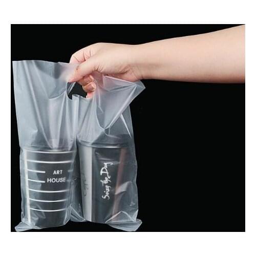Disposable single cup double cup portable bag beverage packaging bag juice takeaway plastic bag SN1992