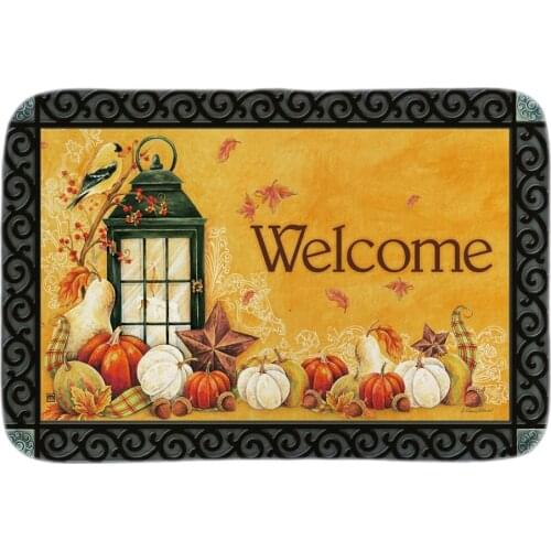 Autumn Lantern Indoor Outdoor Doormat Fall Welcome Door Mats For Living Room Bedroom Soft Lightness Short Plush Fabric Floor Mat
