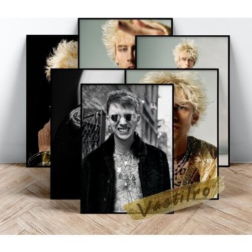 Machine Gun Kelly Rapper Poster, Hip Hop Rap Singer Art Prints, Modern Music Star Gun Kelly Wall Art, Living Room Wall Stickers