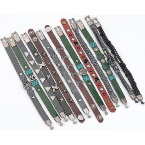 10pcs/lot Retro Braided Rope Leather Bracelets Bangles For Women Men Mix Style Friend Jewelry Gifts Party