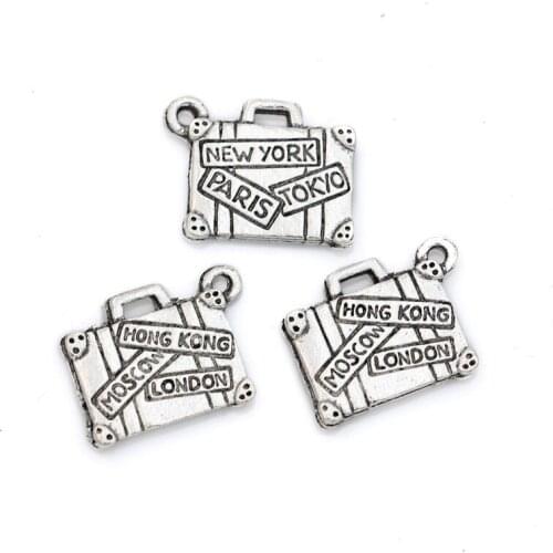 Tibetan Silver Plated Zinc Alloy Passport Charms Pendants for Jewelry Making Bracelet DIY Handmade Craft 14x13mm