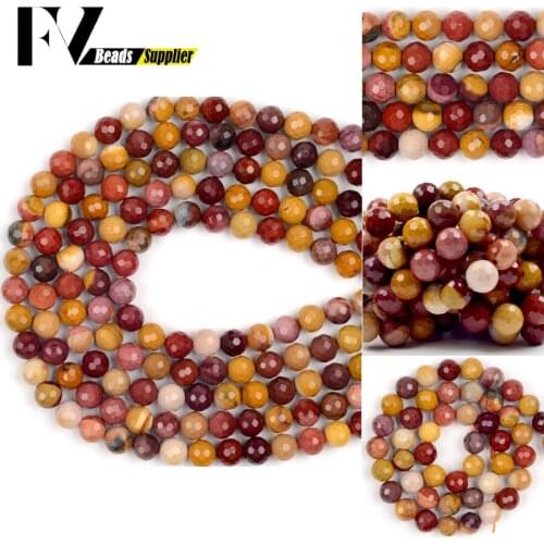 Natural Faceted Mookaite Stone Beads For Jewelry Making Diy Round Spacer loose Beads Bracelet Necklace Charms Accessories 15"
