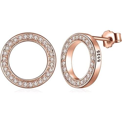 Cross-Border Special for S925 Silver Earing Sterling Silver Diamond Set round Circle Earrings Simple Ear Stud Zircon Earrings Ea