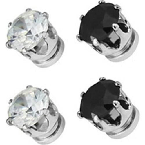 Hot Sales 1 Pair Unisex Cubic Zirconia Magnet Clip No Piercing Earrings Jewelry for Wedding