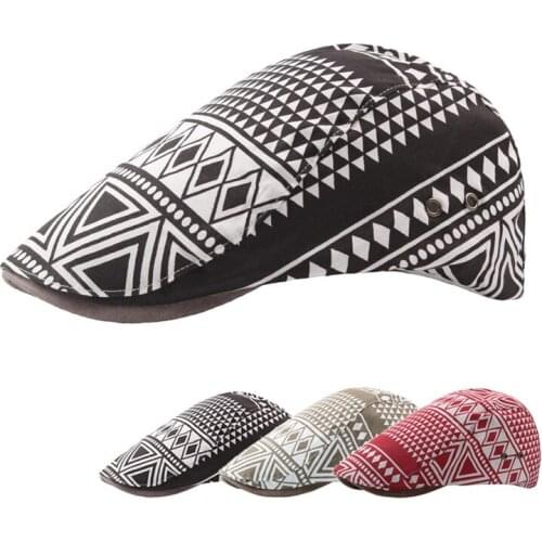 Summer Ladies Hat Geometric Pattern Peaked Cap Vents Outdoor Sun Hat Sun Hat Retro British Style Beret