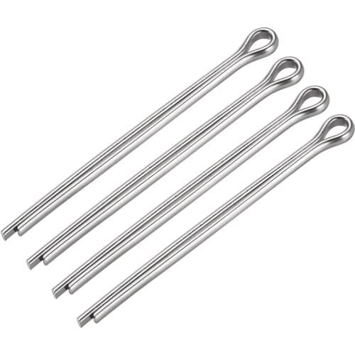 Uxcell 4Pcs Split Cotter Pin - 5mm x 80mm 304 Stainless Steel 2-Prongs Silver Tone for Home DIY Application