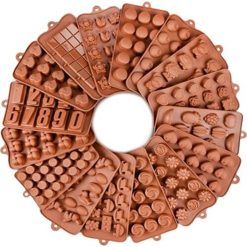 Silicone Chocolate Mold 22 Shapes Chocolate Baking Tools Non-stick Cake Mold Jelly&Candy Mold 3D Mold Decoration DIY Hot Sale