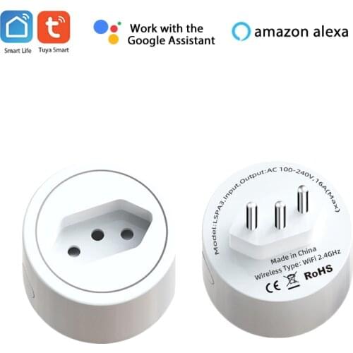 Smart Wifi Plug Brazil 16A with Power Monitor Function Smart Life App Remote Control Socket Outlet Works with Alexa Google Home