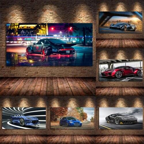 Modern Supercar Canvas Paintings Cool Rally Race Racing Car Posters and Prints Wall Art Pictures for Living Bedroom Home Decor