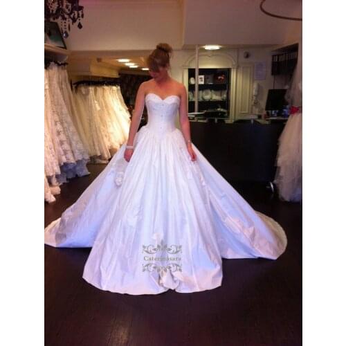 2020 Wedding Dress Sleeveless A-Line Beaded Satin Bridal Dress Ball Gown Princess Wedding Dresses vestido de noiva