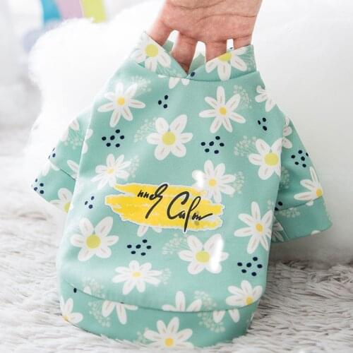 Spring Autumn Puppy Dog Hoodies Fashion Flower Print Cute Hoodie For Small Medium Dog Costumes Pet Clothes Outfits Chihuahua