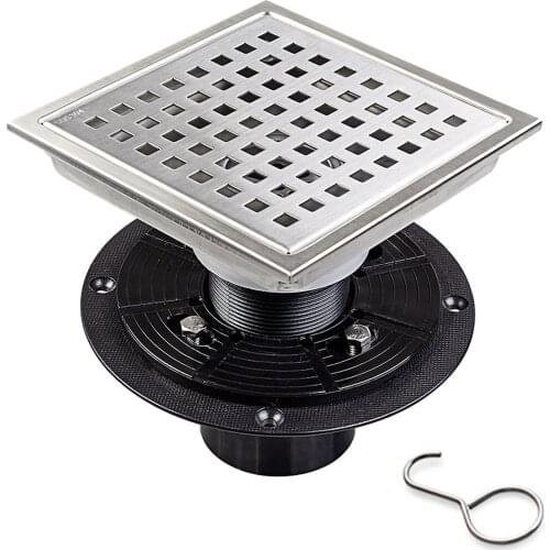 6 inch 304 Stainless Steel Tile Insert Bathroom Shower Floor Drain Square Large Flow Hair Strainer Anti-odor