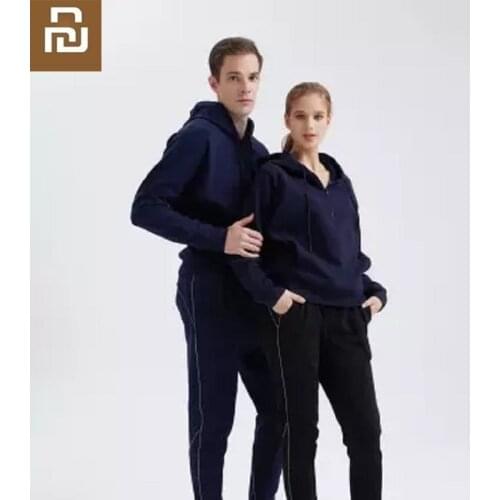 Youpin Fashion men women Plus velvet Leisure Sweatshirt pants Soft warm Fitness Running Sportswear trousers Long sleeved suit
