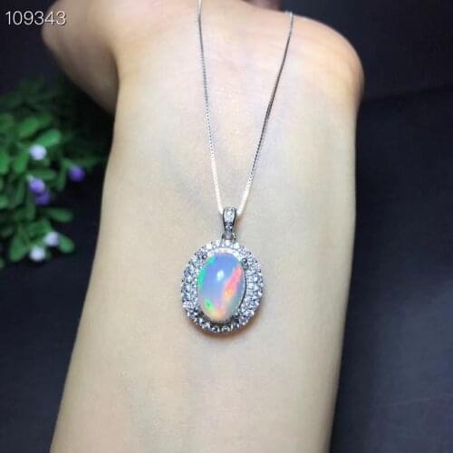 Sale colorful opal gem pendant of necklace women silver fine jewelry good fireworks natural gem girl birthday gift party present