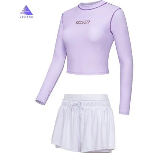 Vector Womens Swimsuit Surfing Sunscreen UPF 50+ Two-Piece Long-sleeved Swimwear Quick-Drying Diving Suit Female Purple