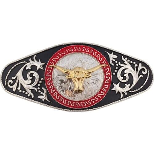 Golden 3D Bull Horse Ox Head Animal Series Metal Big Pin Belt Buckles West Cowboy Jeans Accessories Fastener Good Quality Gift