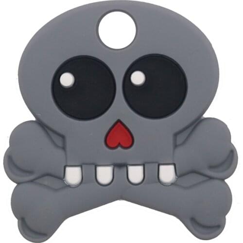 1pc Cartoon Baby Teether DIY Teething Necklace Pendant Food Grade Silicone Beads Chew Soft Skull Silicone Teether