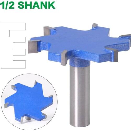 1pc 1/2" Shank 6 Edge T Type Groove Slotting Cutter Woodworking Tool Router Bits For Wood Industrial Grade Milling Cutter