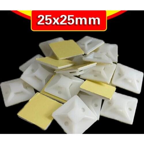 10pcs 25*25mm Square Self-Adhesive car Cable Tie wire Mount