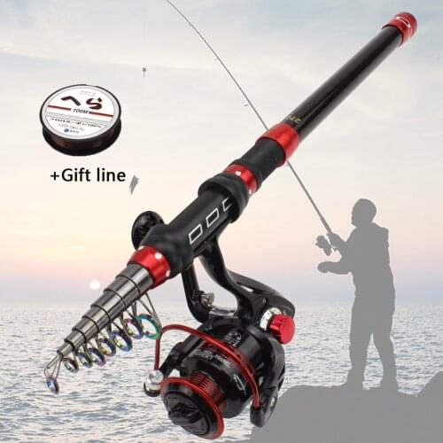 2.4m2.7m3.0m3.6m Spinning rod Telescopic Rock Rod and 5.2:1 Spinning Reel Set and Fishing Rod Carbon Fishing Combo De Pesca