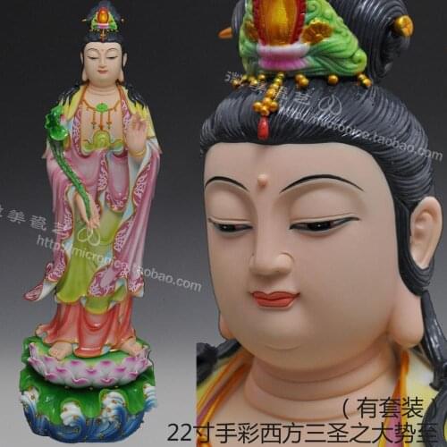 21 inch hand color put Ephraim mahasthamaprapta crossing Sam west of Dehua porcelain Guanyin Buddha Buddhism