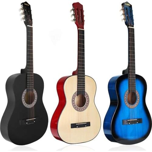 38 Inch Modern Wooden Folk Acoustic Guitar Bass Ukulele With Case Bag For Musical Instruments Lover 5 Colors Classic Guitarra