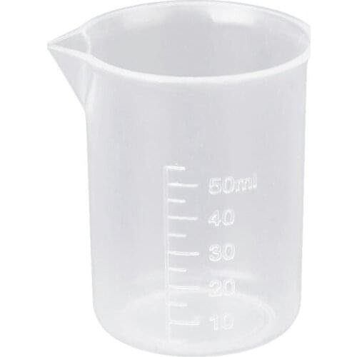 50mL Graduated Beaker Clear Plastic Measuring Cup New Practical Office School Laboratory Supplies PI669