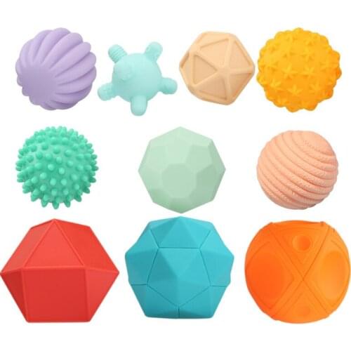 6/10pcs Baby Touch Hand Ball Toys Training Massage Soft Rubber Textured Multi Sensory Tactile Pinch Hand Ball Children Gift